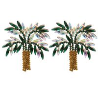 Hot Selling Diamond Leaf  Exaggerated Palm Tree Earrings main image 1