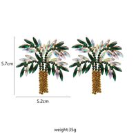 Hot Selling Diamond Leaf  Exaggerated Palm Tree Earrings main image 3