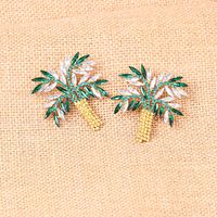 Hot Selling Diamond Leaf  Exaggerated Palm Tree Earrings main image 4