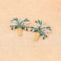Hot Selling Diamond Leaf  Exaggerated Palm Tree Earrings main image 5