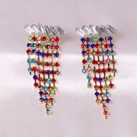 Hot Selling Fashion All-match Diamond-studded Tassel Earrings Wholesale main image 4