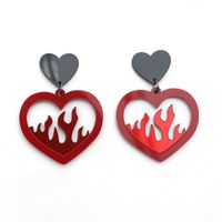Hot Selling Fashion Personality Exaggerated Hollow Love Flame Earrings main image 5