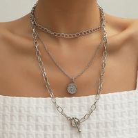 Fashion New Coin Portrait Round Ball New Wild Exaggerated Multi-layer Clavicle Chain main image 2