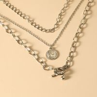 Fashion New Coin Portrait Round Ball New Wild Exaggerated Multi-layer Clavicle Chain main image 3