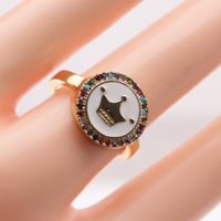 Fashion Trend New Ring Color Zirconium Crown Adjustable Bohemian Style Zircon Copper Ring main image 3