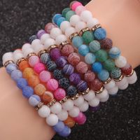 New Hot-selling Accessories 8mm Porcelain White Stone Weathered Stone Beaded Copper Bracelet main image 1