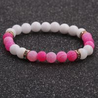 New Hot-selling Accessories 8mm Porcelain White Stone Weathered Stone Beaded Copper Bracelet main image 4
