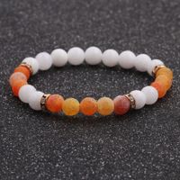 New Hot-selling Accessories 8mm Porcelain White Stone Weathered Stone Beaded Copper Bracelet main image 5