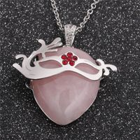 Fashion Geometric Ethnic Style Pendant Stainless Steel Chain Pink Spar Pendant For Men And Women main image 1