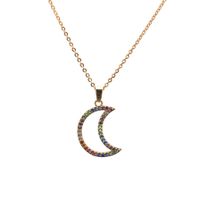 Trend Fashion New Geometric Gold Micro-inlaid Zircon Star Moon Copper Pendant Necklace main image 5