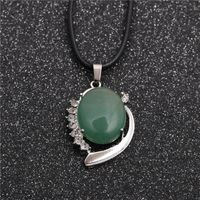 Trendy New Hot Sale Ethnic Style Ladies Wax Rope Green Aventurine Pendant Necklace main image 2