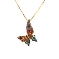Fashion New Micro Inlaid Zircon Butterfly Pendant Body Chain Copper Necklace main image 3