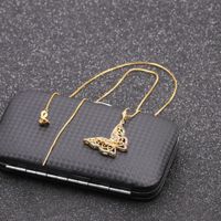 Fashion New Micro Inlaid Zircon Butterfly Pendant Body Chain Copper Necklace main image 5