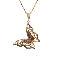 Fashion New Micro Inlaid Zircon Butterfly Pendant Body Chain Copper Necklace main image 6