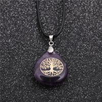 Collier Pendentif Améthyste En Corde De Cire De Corée De Type Géométrique Nouveau Type Géométrique Violet main image 4