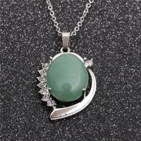 Ethnic Style Lady Stainless Steel Chain Green Aventurine Pendant Necklace main image 4