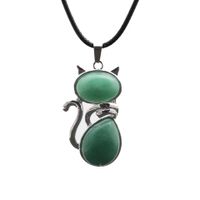 Ethnic Style Lady Stainless Steel Chain Green Aventurine Pendant Necklace main image 6