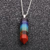 Geometric Type Ethnic Style Pendant Stainless Steel Chain Seven Chakra Pendant Sweater Chain Necklace main image 3