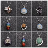 Geometric Type Ethnic Style Pendant Stainless Steel Chain Seven Chakra Pendant Sweater Chain Necklace main image 5