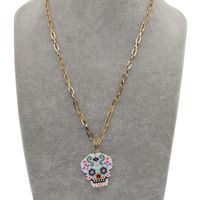 New Exaggerated Rice Beads Woven Halloween Skull All-match O-shaped Stainless Steel Necklace main image 4
