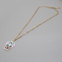 New Exaggerated Rice Beads Woven Halloween Skull All-match O-shaped Stainless Steel Necklace main image 5