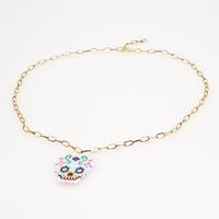 New Exaggerated Rice Beads Woven Halloween Skull All-match O-shaped Stainless Steel Necklace main image 6
