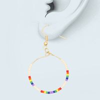 Fashion Exaggerated Rice Bead Woven Large Hoop Earrings main image 4
