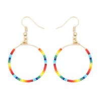 Fashion Exaggerated Rice Bead Woven Large Hoop Earrings main image 3