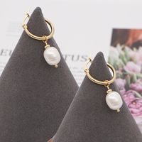 1 Pair Fashion Ethnic Style Stainless Steel Freshwater Pearl Hoop Earrings Drop Earrings main image 4