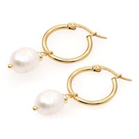 1 Pair Fashion Ethnic Style Stainless Steel Freshwater Pearl Hoop Earrings Drop Earrings main image 2