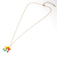 Fashion Ethnic Style Wild Stainless Steel Rice Beads Woven Rainbow Five-pointed Star Beaded Handmade Necklace main image 6