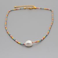 Niche Baroque Style Natural Freshwater Pearl Pendant Long Color Rice Bead Necklace For Women main image 4