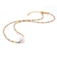 Niche Baroque Style Natural Freshwater Pearl Pendant Long Color Rice Bead Necklace For Women main image 3