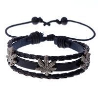 Hot-selling Gewebte Einfache Perlen Ahornblatt Herren Rindsleder Armband Großhandel main image 1