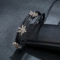 Hot-selling Gewebte Einfache Perlen Ahornblatt Herren Rindsleder Armband Großhandel main image 6