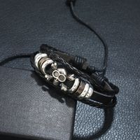 Hot Sale Hip Hop Skull Beaded Cowhide Men's Fashion Woven Trendy Bracelet Wholesale main image 5