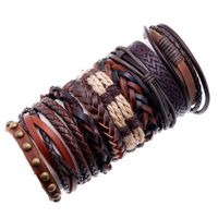 Juego De 10 Piezas De Cuero Multicapa Retro Estilo Punk Pulsera Trenzada Cuerda De Mano main image 2