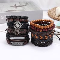 Vintage Cowhide Creative Gift Woven Men's Hip-hop Bracelet Combination Set main image 5