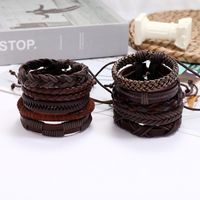 Fashion New Retro Woven Mix And Match Simple Multi-layer Adjustable Cowhide Suit Bracelet main image 3