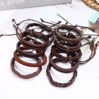 Fashion New Retro Woven Mix And Match Simple Multi-layer Adjustable Cowhide Suit Bracelet main image 4