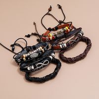 Hot-selling Retro Braided Cowhide Bracelet Three-piece Set main image 5