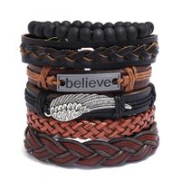 Fashion New Multi-layer Woven Retro Cowhide Simple  Believe Leather Bracelet main image 2