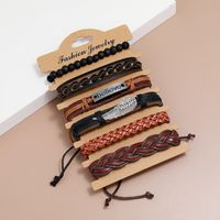 Fashion New Multi-layer Woven Retro Cowhide Simple  Believe Leather Bracelet main image 3