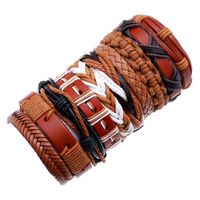 Hiphop Style Vintage Braided Cowhide 10 Piece Leather Bracelet For Women main image 1