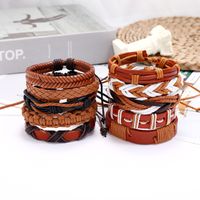 Hiphop Style Vintage Braided Cowhide 10 Piece Leather Bracelet For Women main image 3