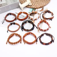 Hiphop Style Vintage Braided Cowhide 10 Piece Leather Bracelet For Women main image 5