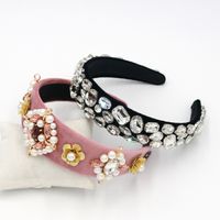 Hot Selling Fashion Pearl Rhinestone Metal Geometric Headband main image 2