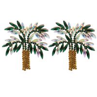 Hot Selling Diamond Leaf  Exaggerated Palm Tree Earrings sku image 1