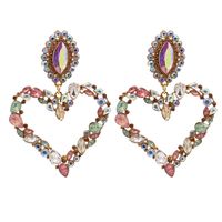 Hot Selling Fashion Heart-shaped Diamond Earrings Wholesale sku image 2