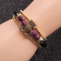 Hot-selling Emperor Stone Crown Diamond Ball Copper Bead Bracelet Set sku image 16